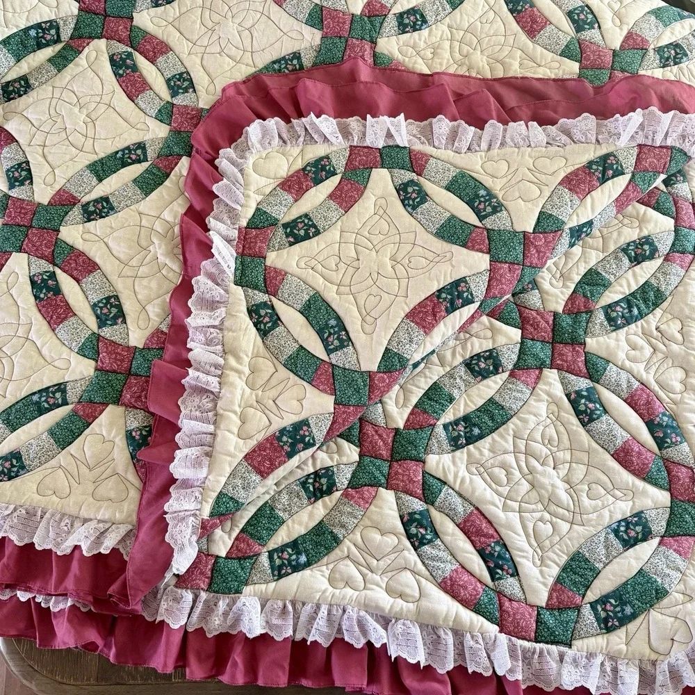 VTG‎ Double Wedding Ring Design Quilt Thick Cottage Core Granny 101